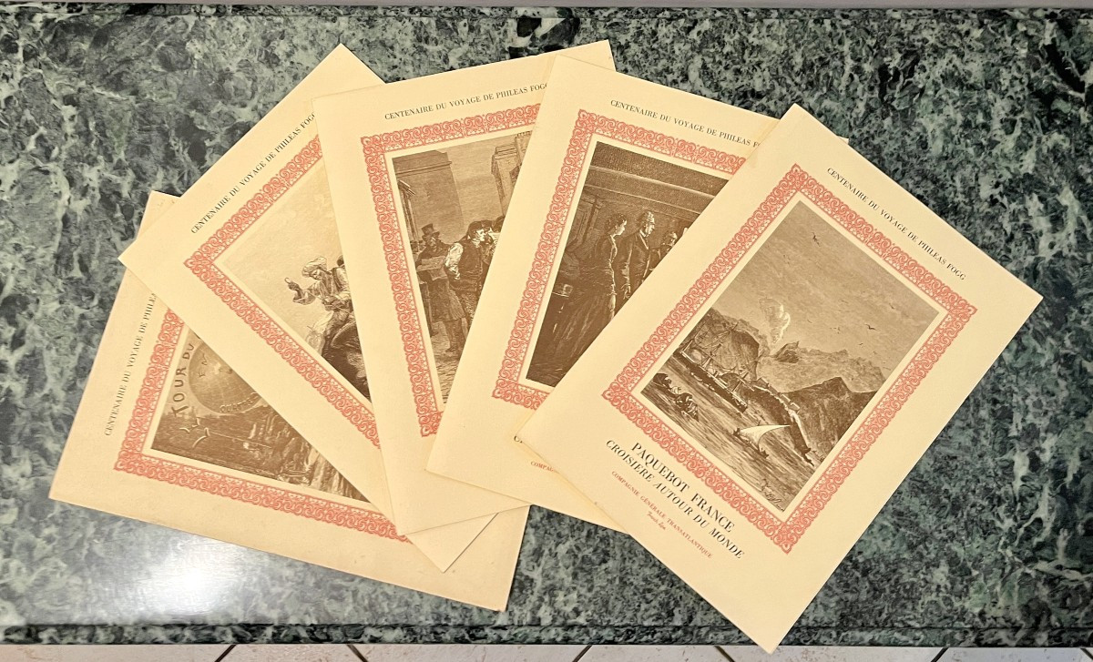 5 Menus: Paquebot France Centenary Of Phineas Fogg's Voyage