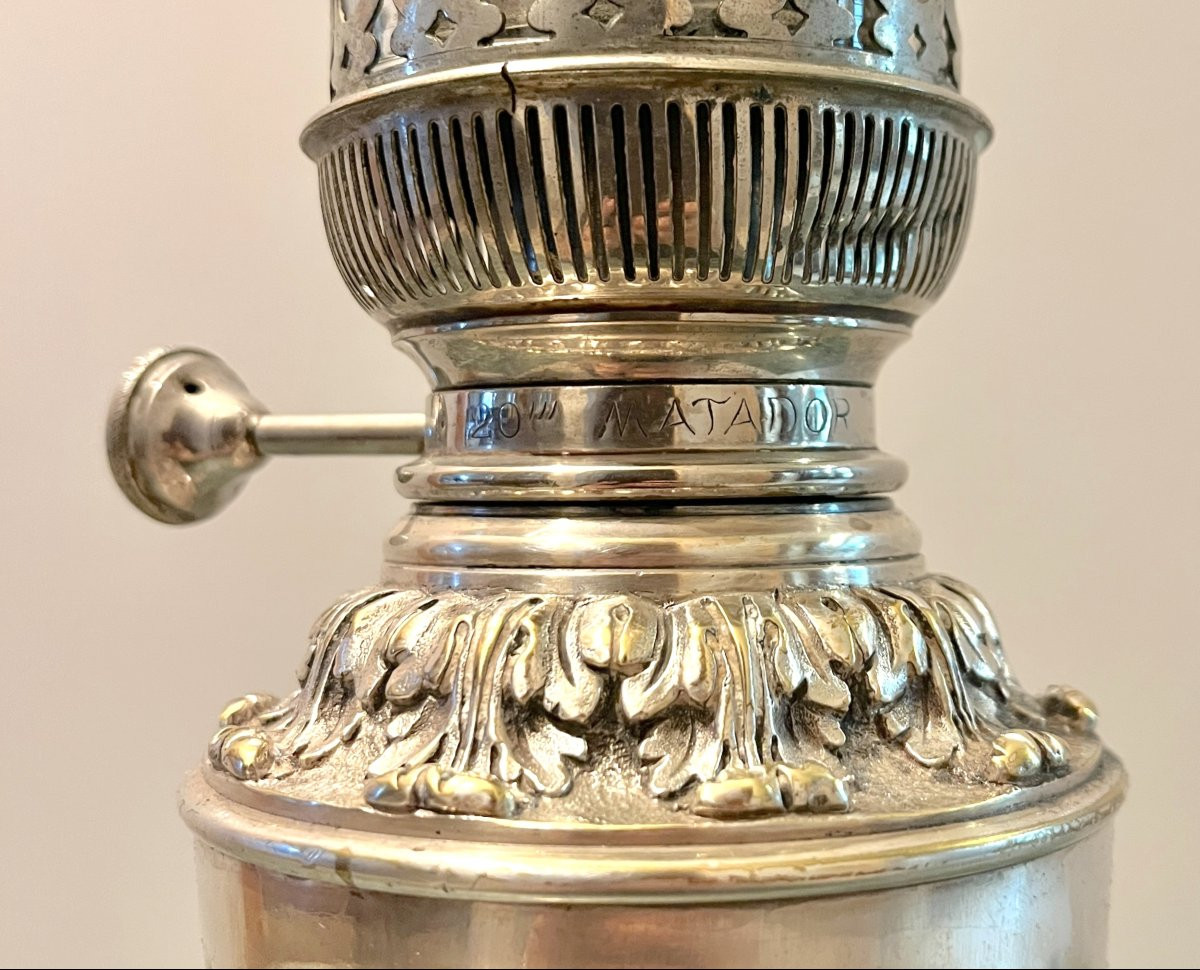 Oil Lamp In The Louis XVI Style, Silvered Bronze, Late 19th Century-photo-6