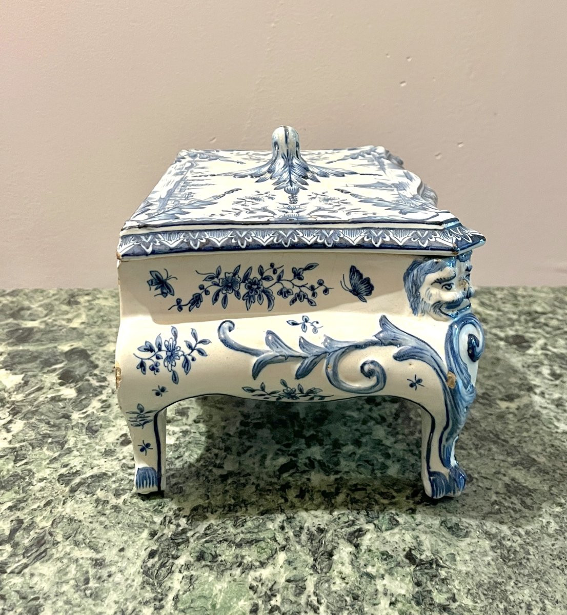 Coffret en forme de commode en faïence Fourmaintraux Desvres-photo-3