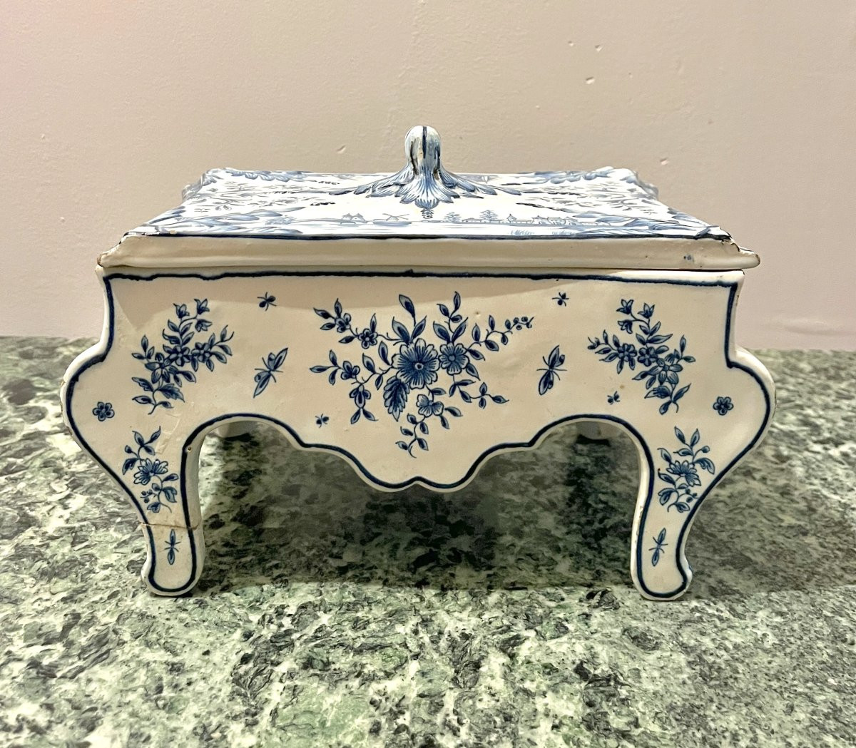 Coffret en forme de commode en faïence Fourmaintraux Desvres-photo-4