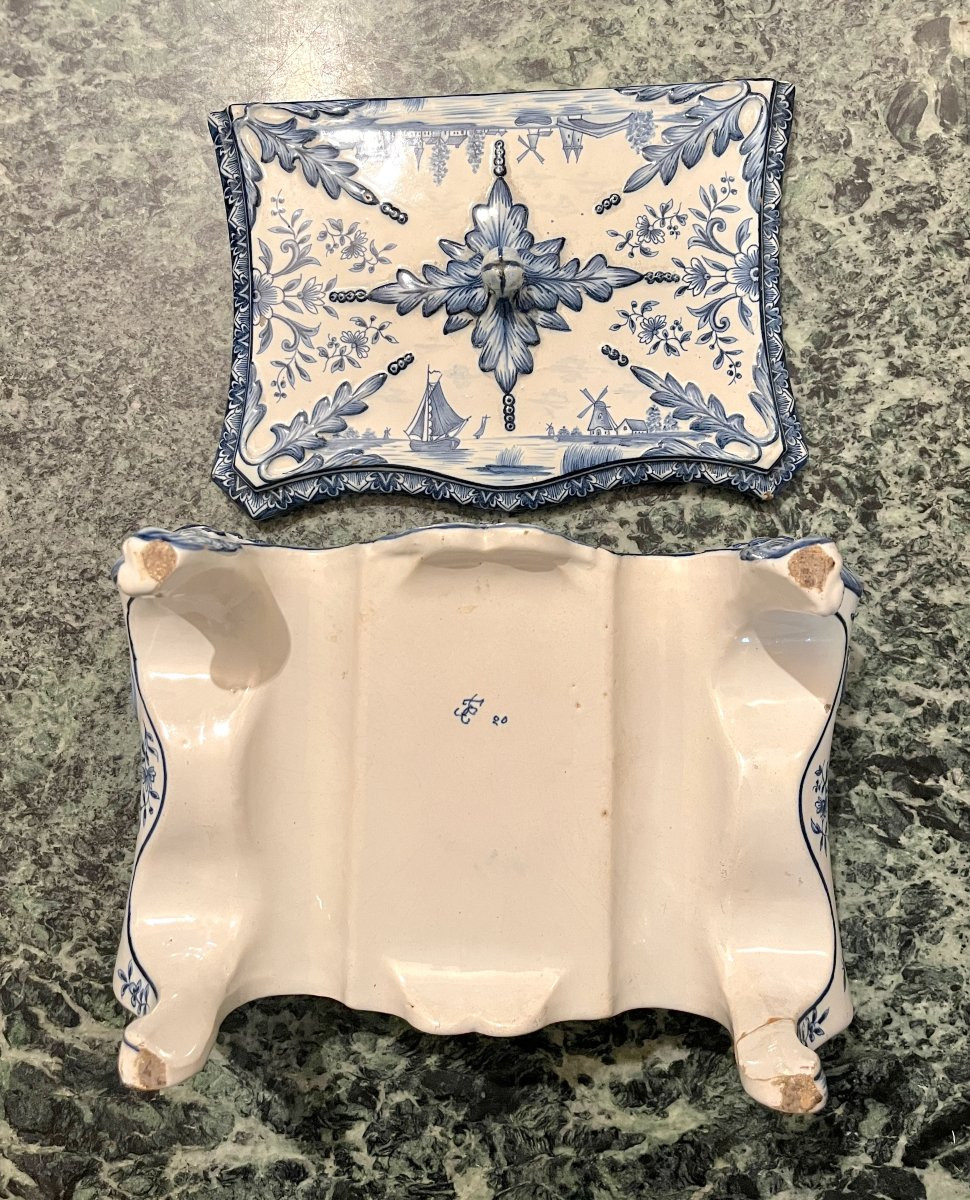 Coffret en forme de commode en faïence Fourmaintraux Desvres-photo-7