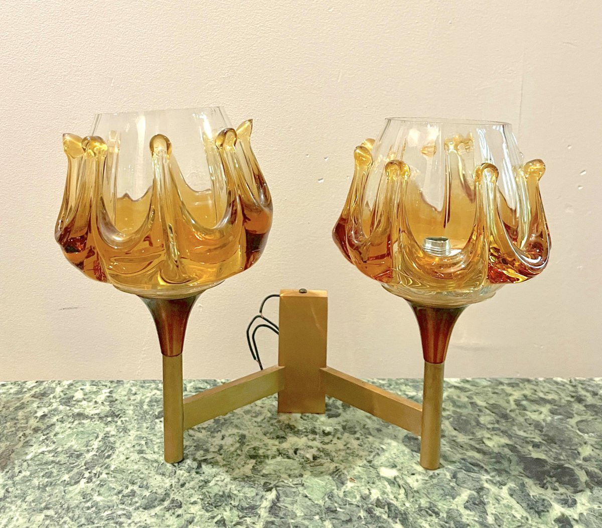 Paire d'appliques en verre Oberglas Austria années 70-photo-3