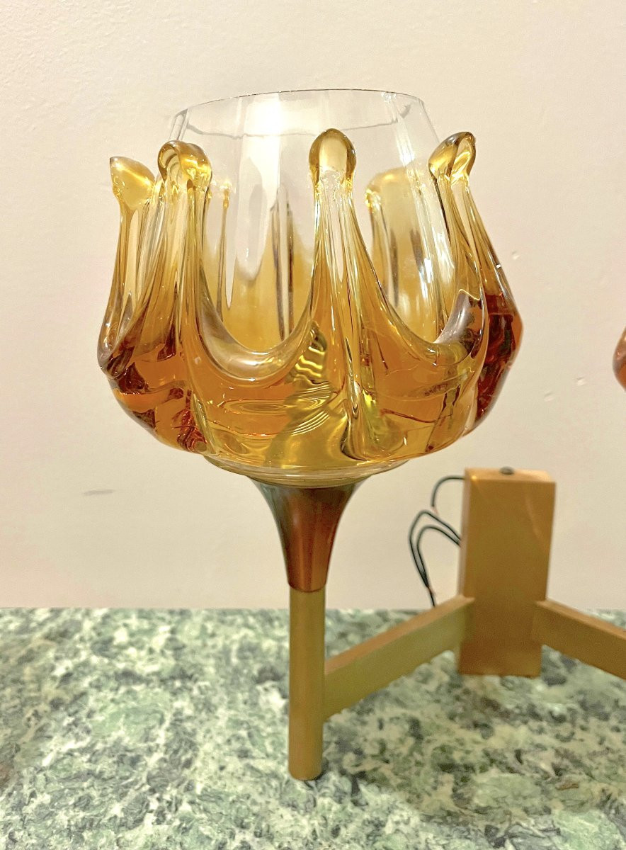 Paire d'appliques en verre Oberglas Austria années 70-photo-1