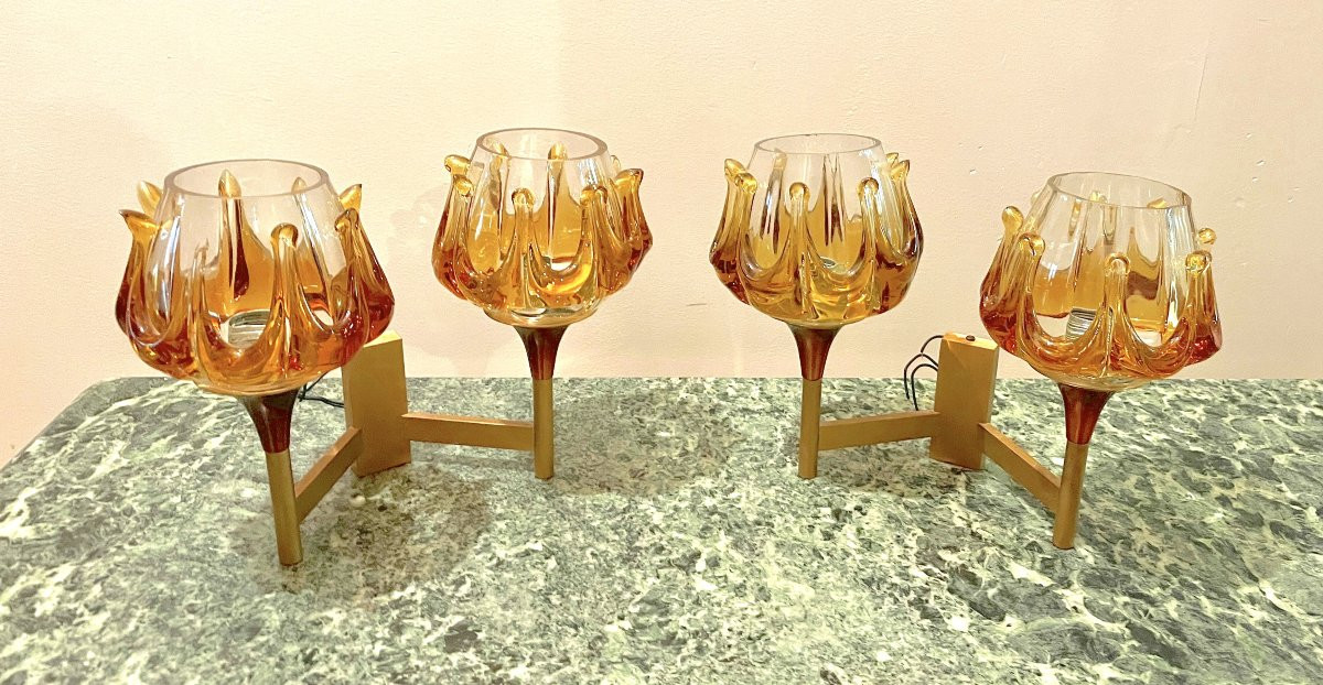 Paire d'appliques en verre Oberglas Austria années 70-photo-3