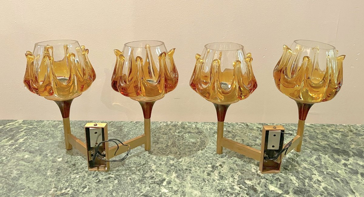 Paire d'appliques en verre Oberglas Austria années 70-photo-4