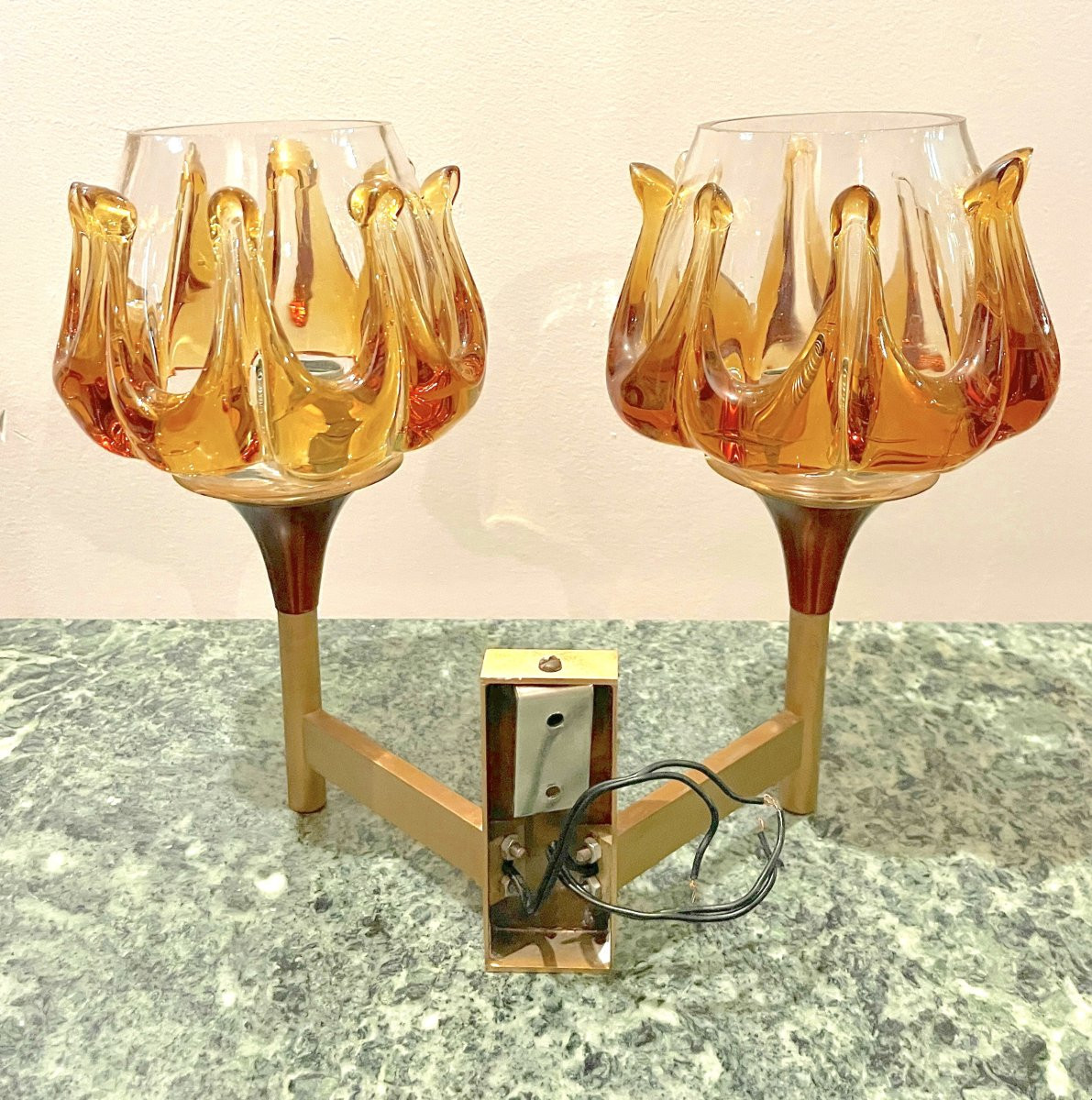 Paire d'appliques en verre Oberglas Austria années 70-photo-5