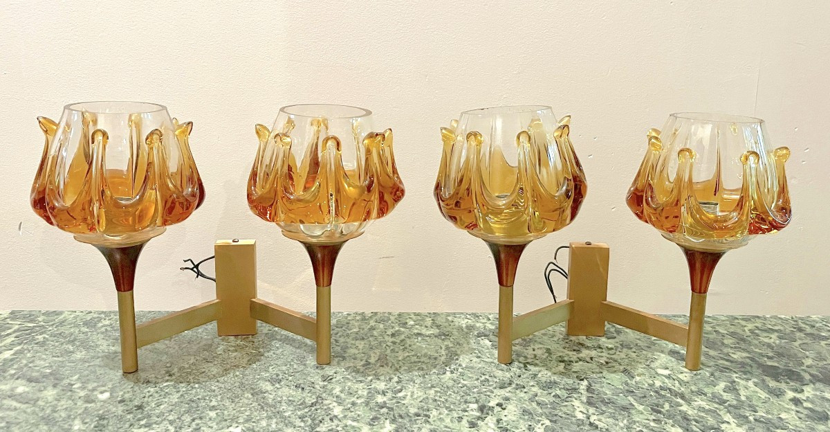 Paire d'appliques en verre Oberglas Austria années 70