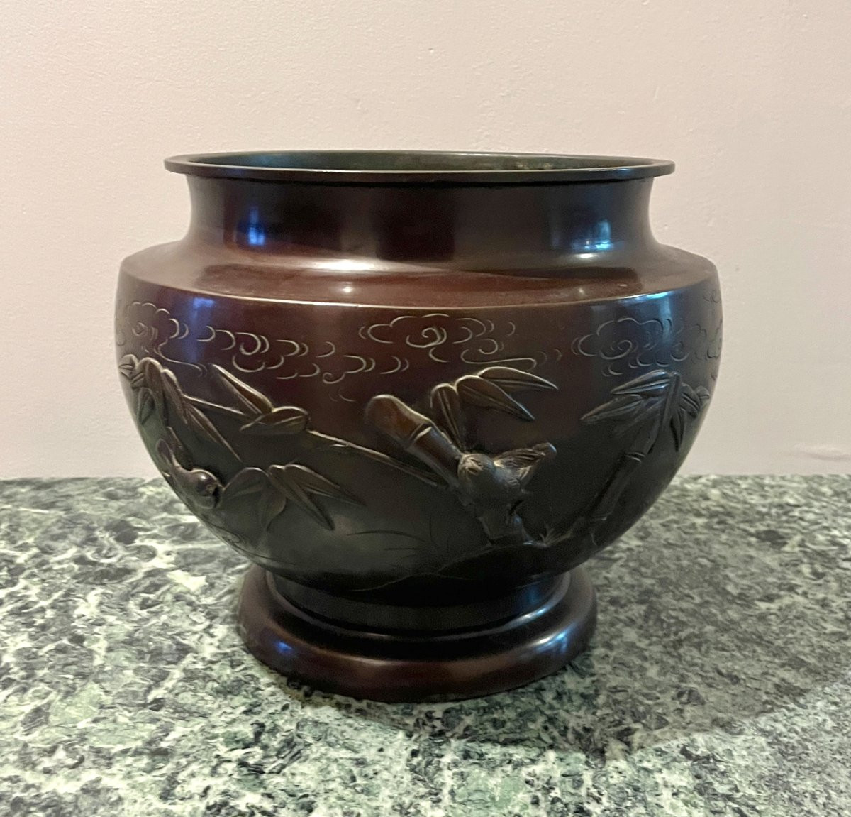 Cache pot bronze Japon XIXème-photo-2