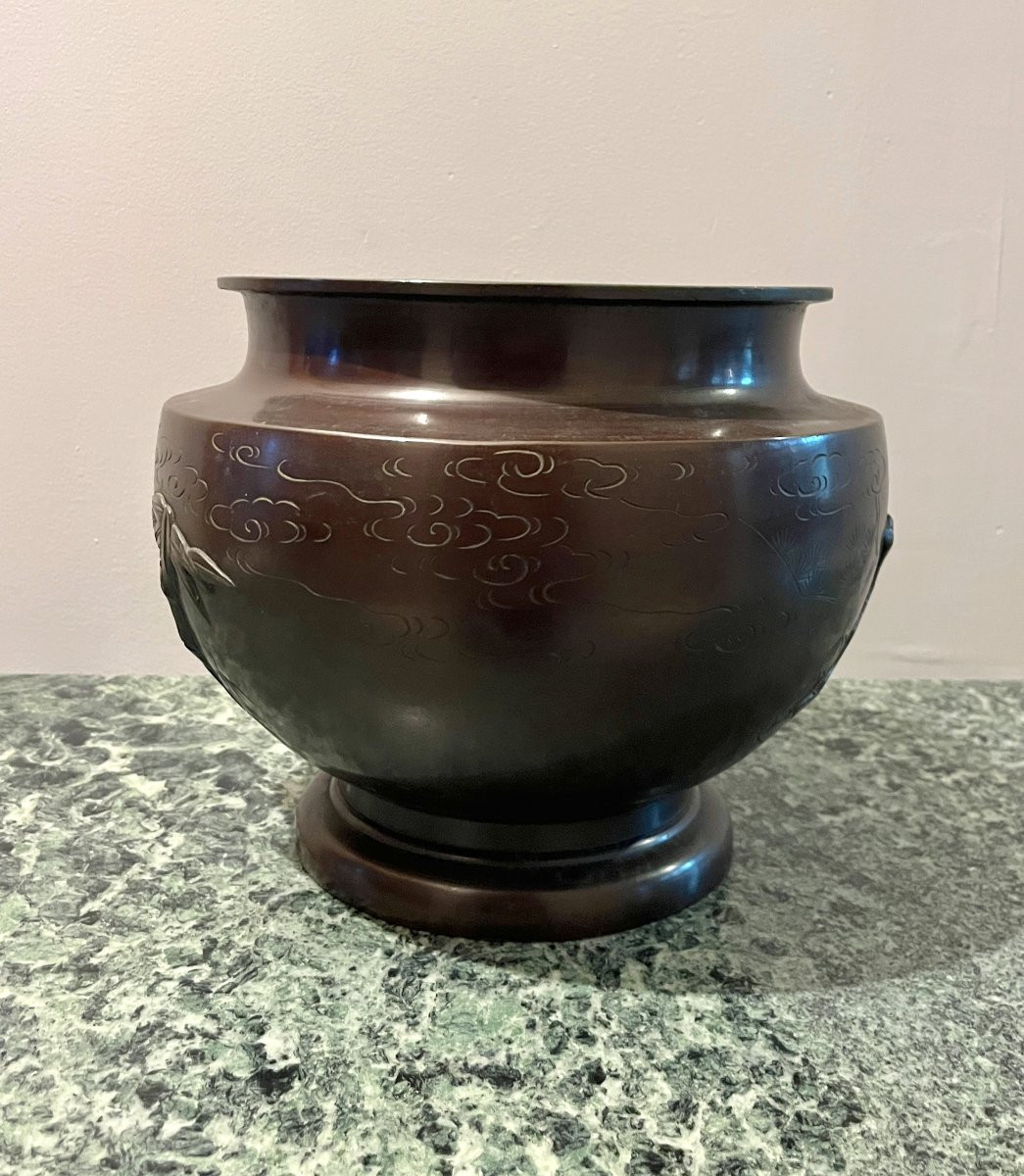 Cache pot bronze Japon XIXème-photo-1