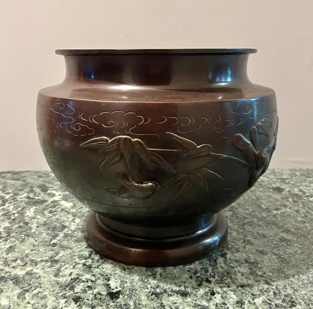 Cache pot bronze Japon XIXème-photo-3