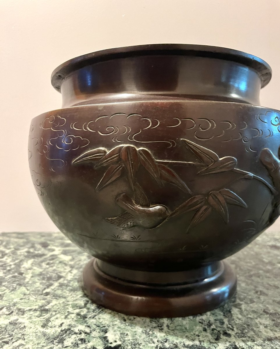 Cache pot bronze Japon XIXème-photo-4