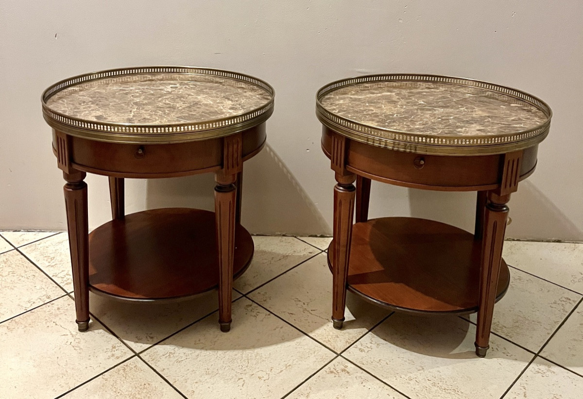 Paire de guéridons bouillotte de style LXVI-photo-2