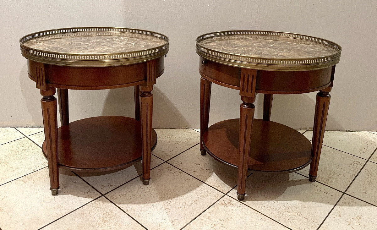 Paire de guéridons bouillotte de style LXVI-photo-3