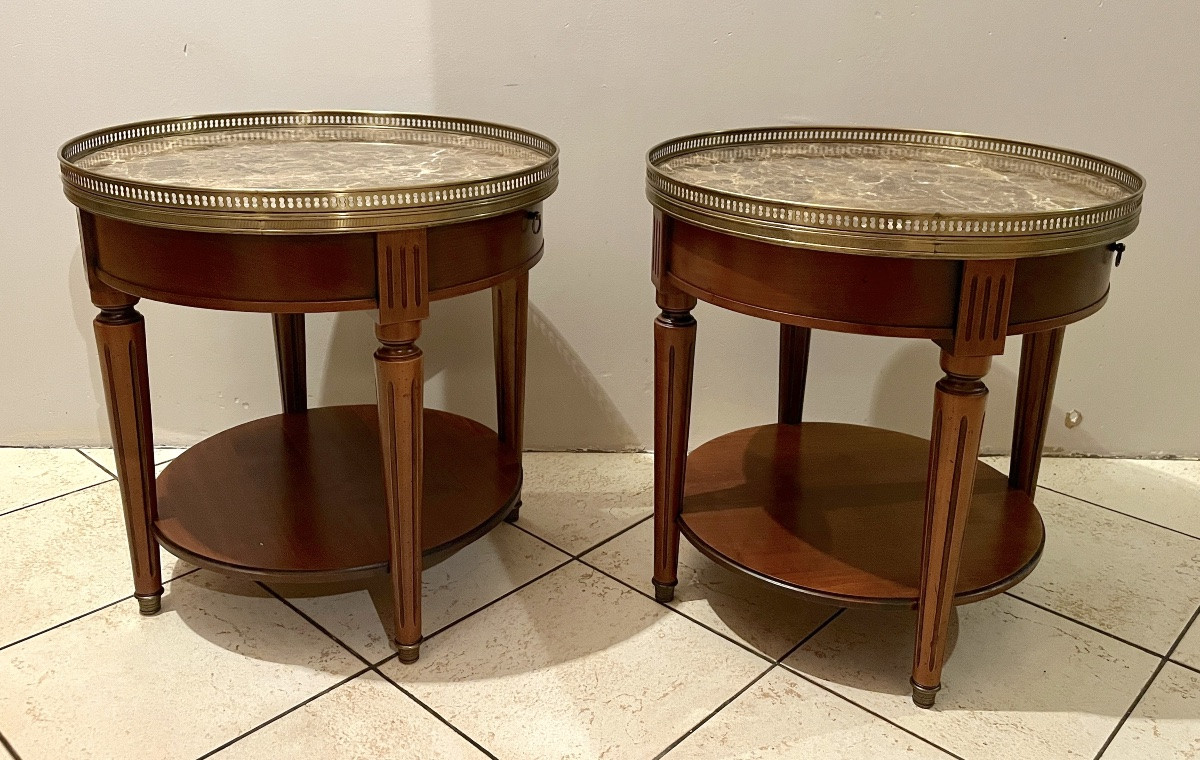 Paire de guéridons bouillotte de style LXVI-photo-4