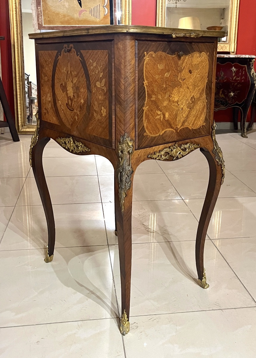 Marquetry Coffee Table Forming A Bar Transitional Style 20ty Century-photo-4