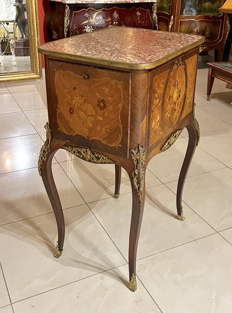 Marquetry Coffee Table Forming A Bar Transitional Style 20ty Century-photo-7