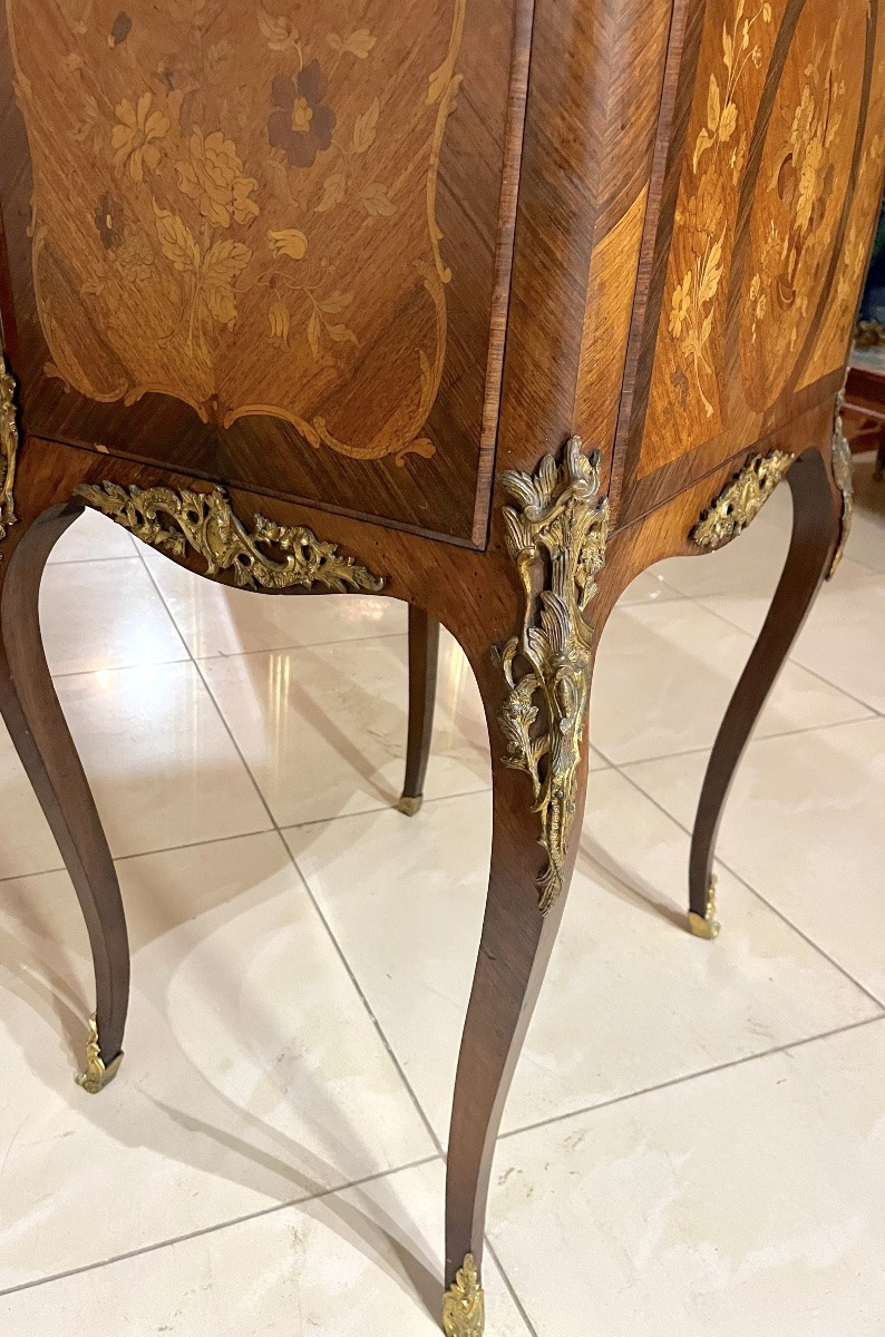 Marquetry Coffee Table Forming A Bar Transitional Style 20ty Century-photo-8