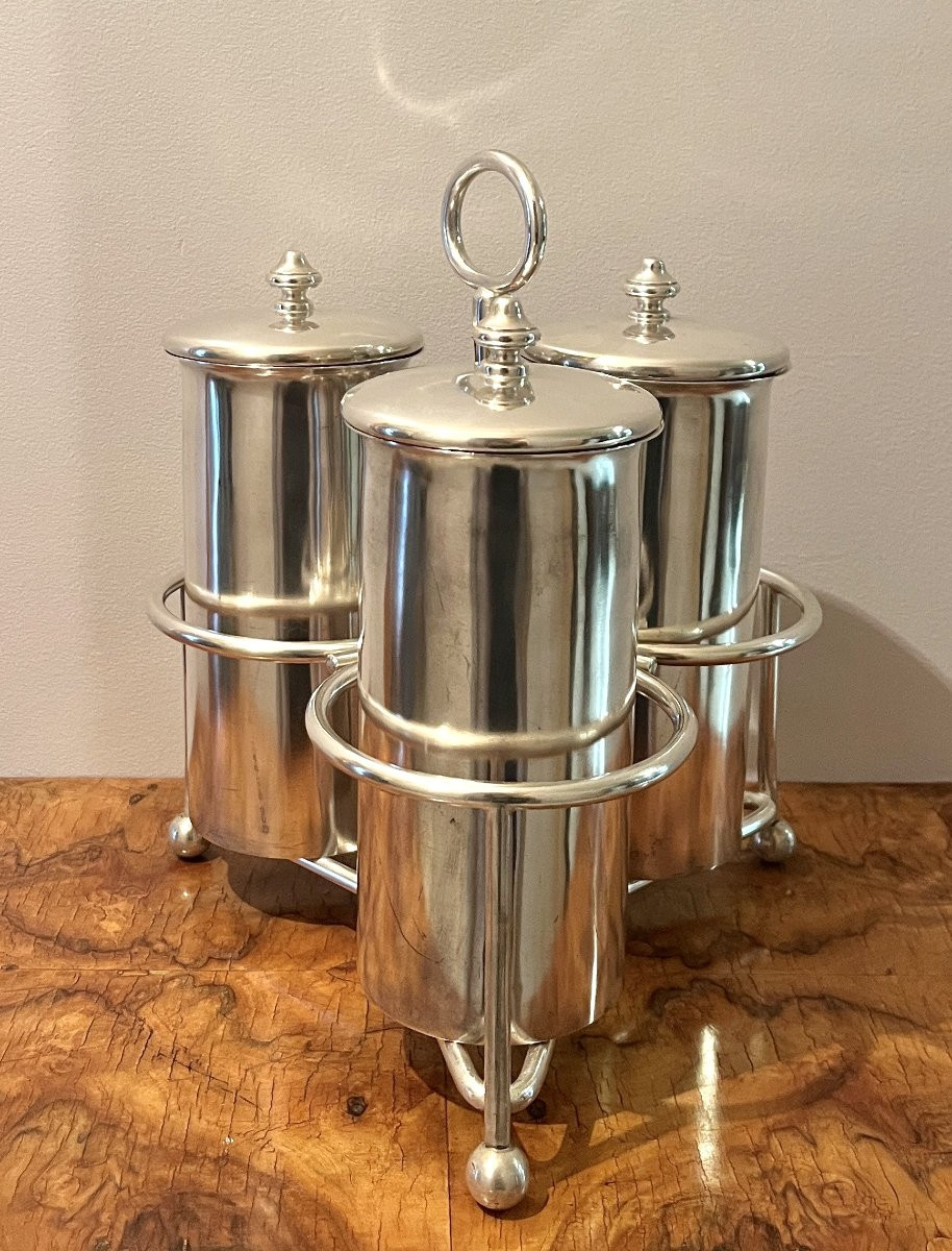 S.O.H Serviteur pour bouteilles de vin en métal argenté-photo-4