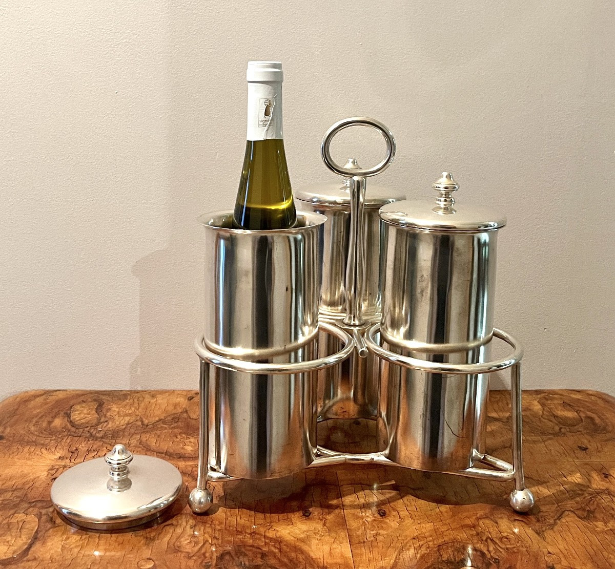 S.O.H Serviteur pour bouteilles de vin en métal argenté