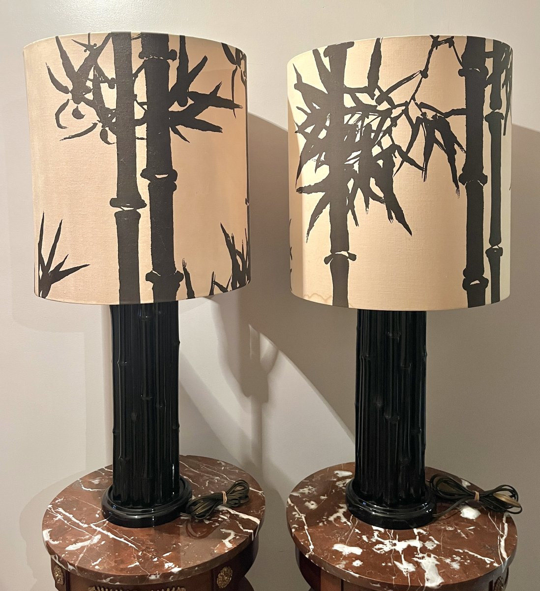 Large Pair Of "bamboo" Lamps From The 1960s-1970s-photo-4