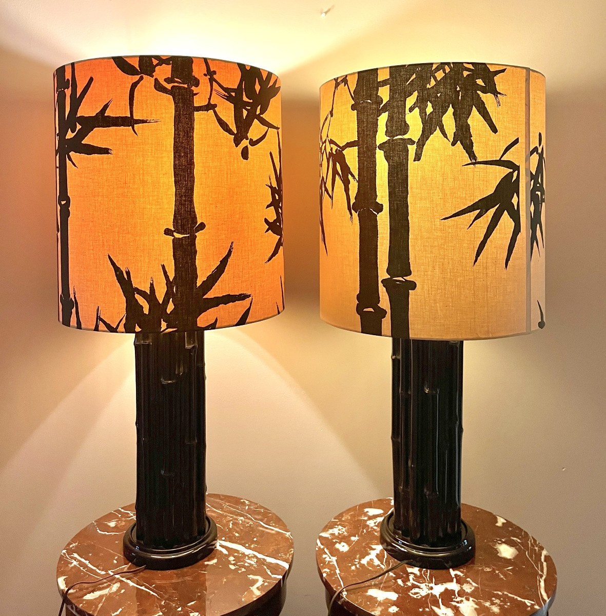Large Pair Of "bamboo" Lamps From The 1960s-1970s