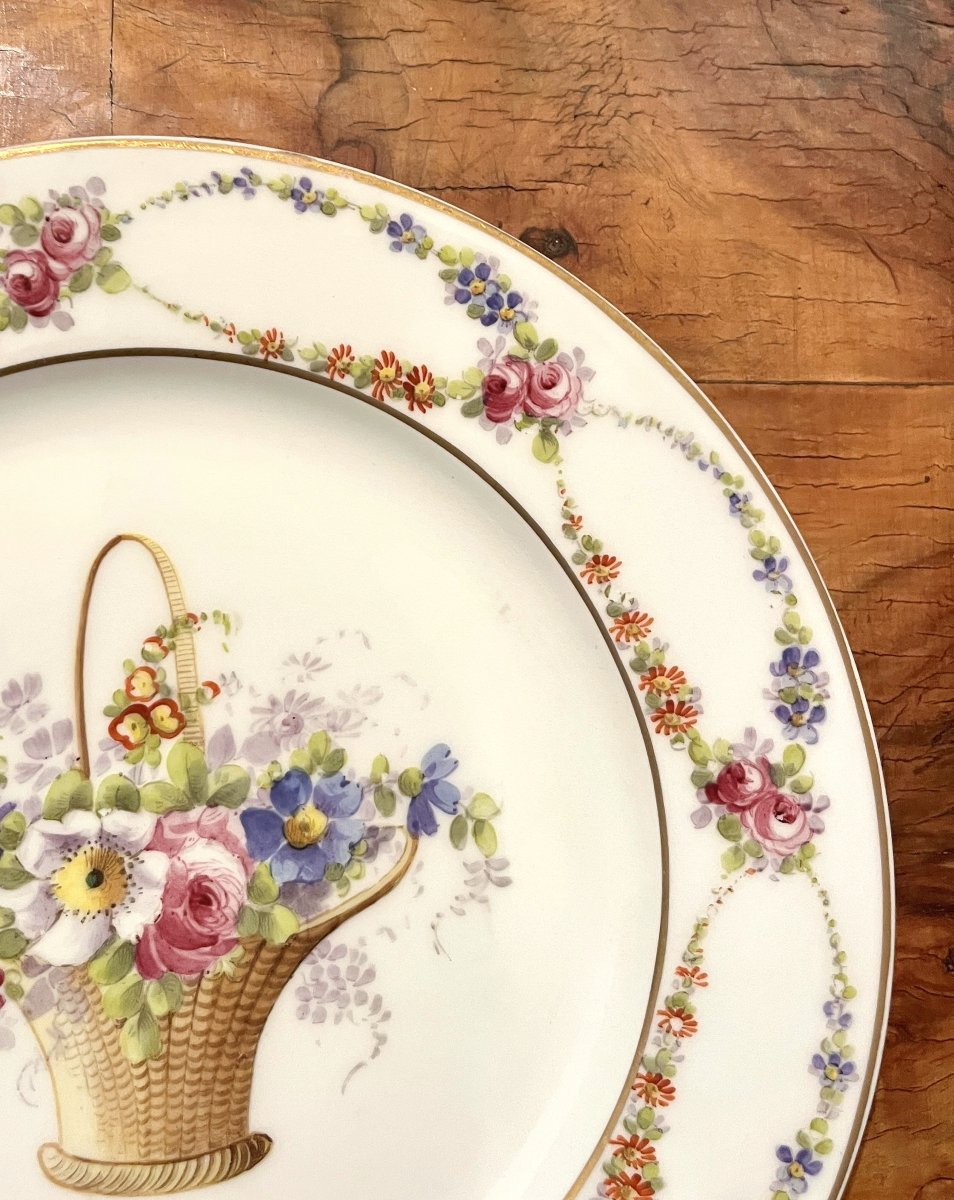 Limoges Porcelain Plate, Louis XVI Style, 19th Century-photo-2
