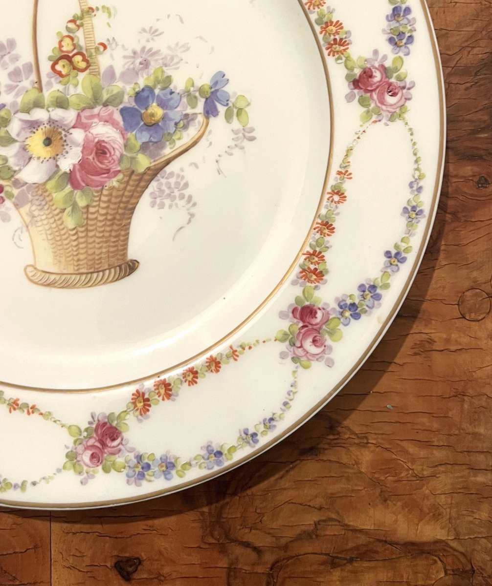 Limoges Porcelain Plate, Louis XVI Style, 19th Century-photo-3