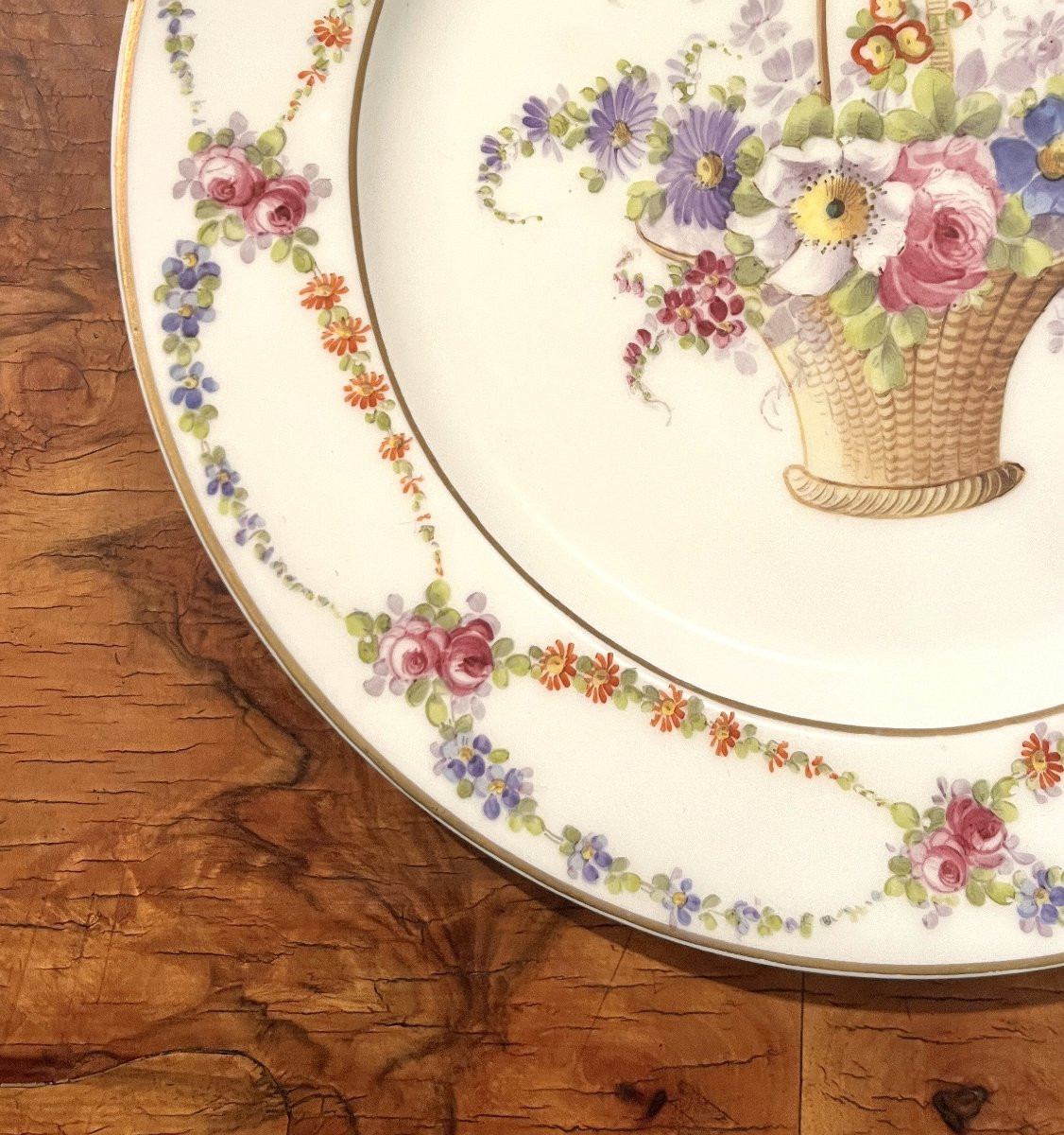 Limoges Porcelain Plate, Louis XVI Style, 19th Century-photo-4