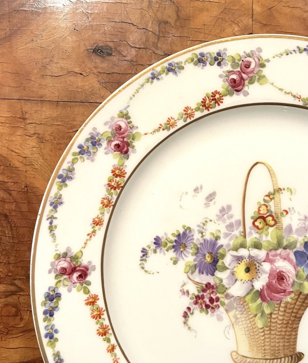 Limoges Porcelain Plate, Louis XVI Style, 19th Century-photo-1