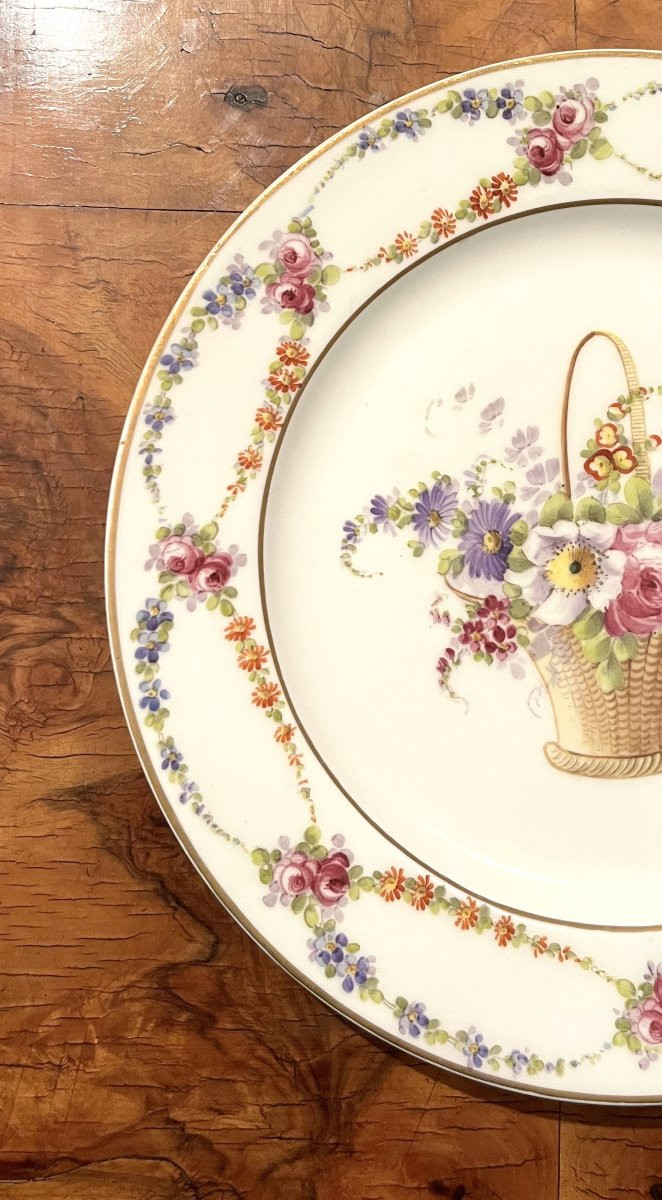 Limoges Porcelain Plate, Louis XVI Style, 19th Century-photo-2