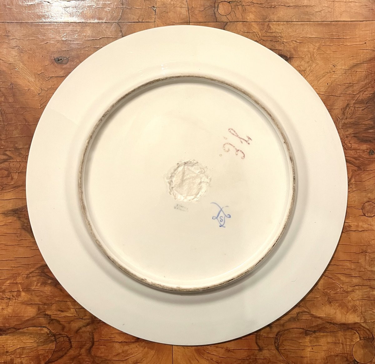 Limoges Porcelain Plate, Louis XVI Style, 19th Century-photo-5