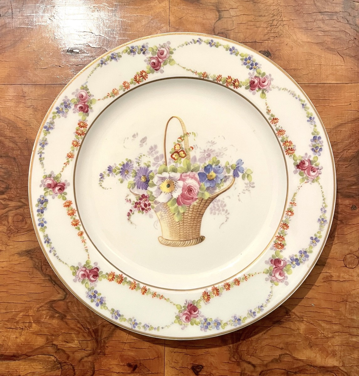 Limoges Porcelain Plate, Louis XVI Style, 19th Century