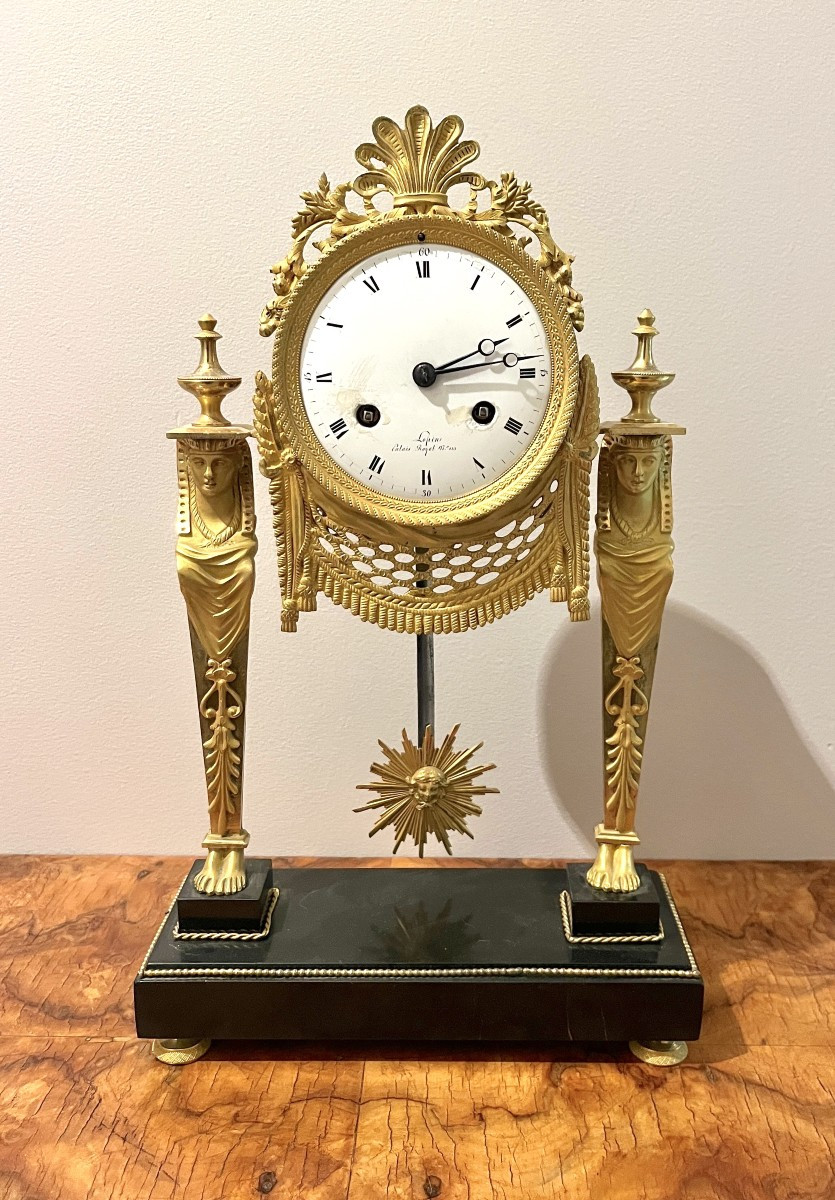 Portico Clock "return From Egypt" Empire Period