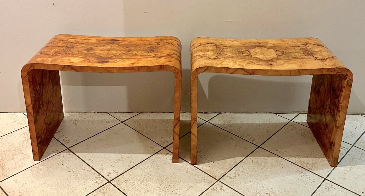 Paire de tables d'appoint ou bouts de canapé style Art Déco-photo-2