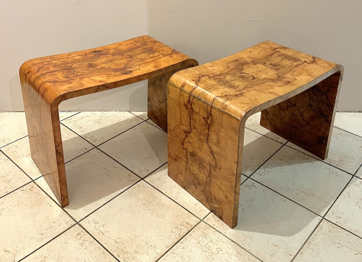 Paire de tables d'appoint ou bouts de canapé style Art Déco-photo-1