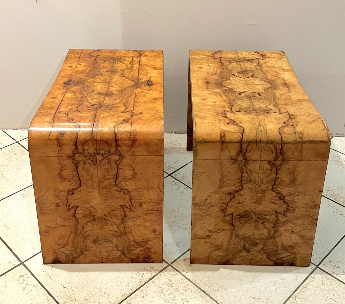 Paire de tables d'appoint ou bouts de canapé style Art Déco-photo-2