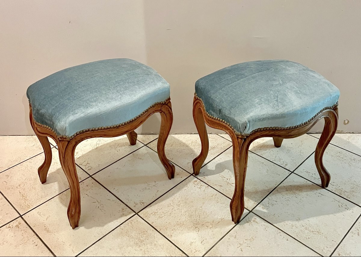Paire de tabourets de style LXV XIXème-photo-2