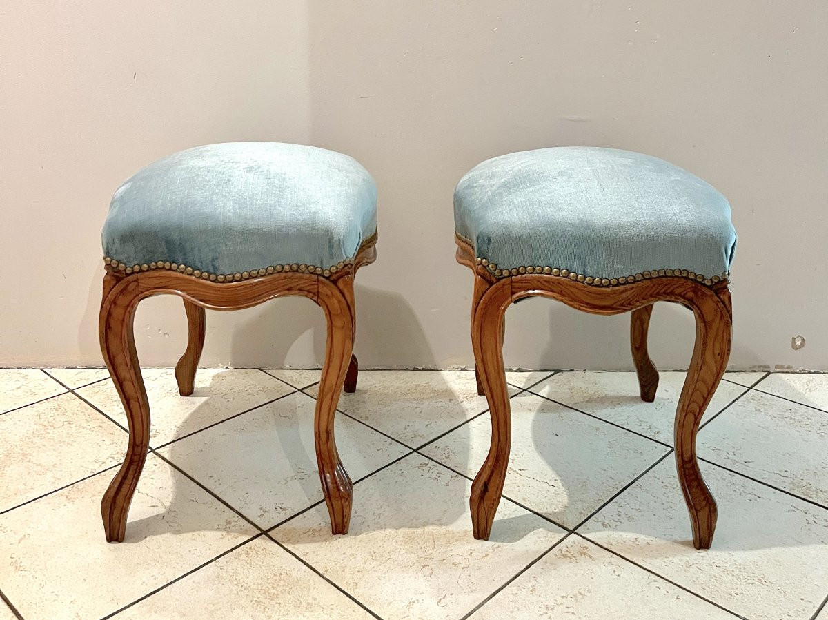 Paire de tabourets de style LXV XIXème-photo-3