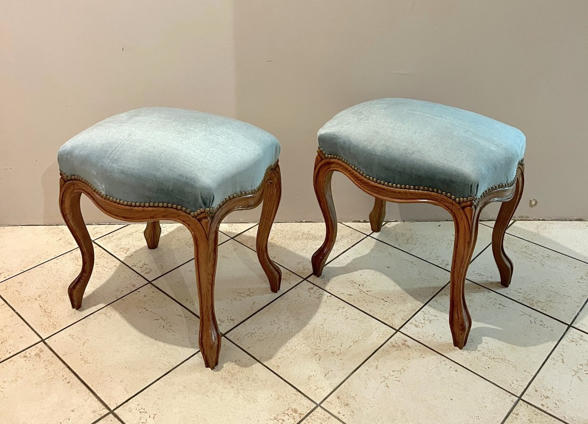 Paire de tabourets de style LXV XIXème-photo-4