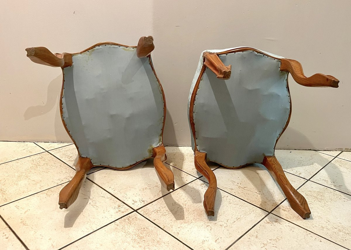 Paire de tabourets de style LXV XIXème-photo-3