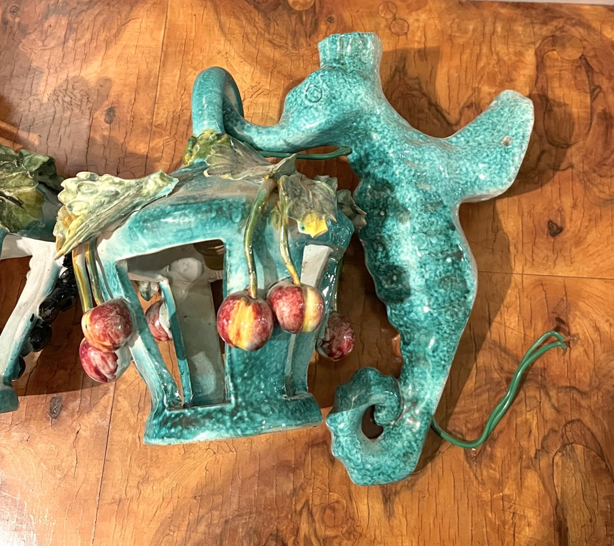 Paire d'appliques hippocampe en céramique 1960-photo-2