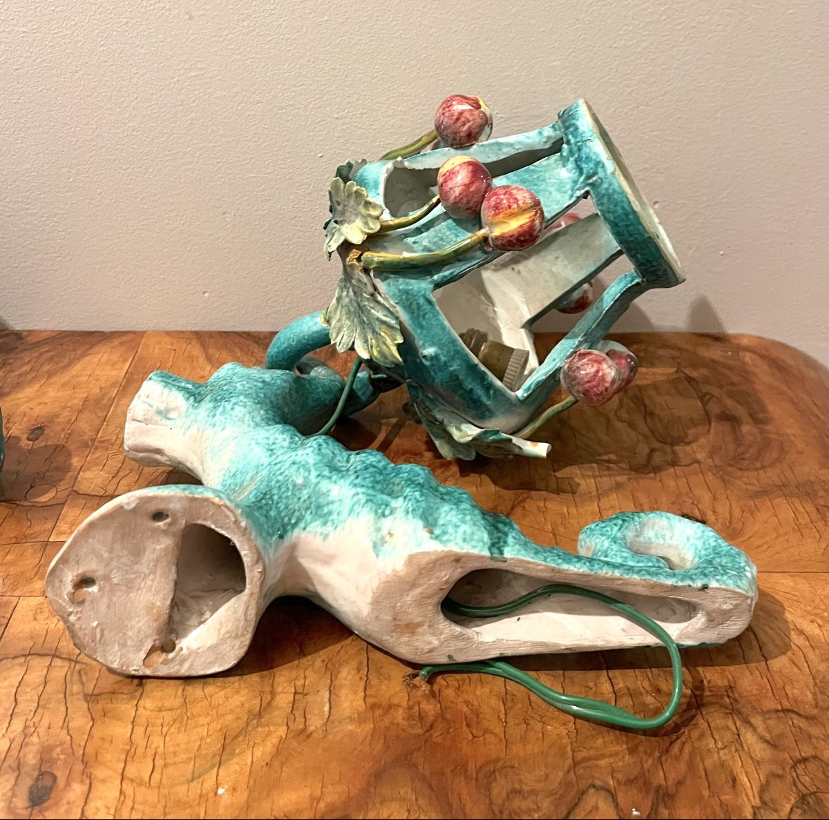 Paire d'appliques hippocampe en céramique 1960-photo-5