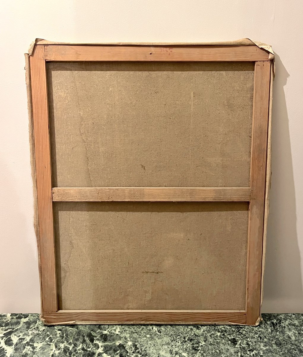 Caricature d'arlequin huile sur toile XXème-photo-4