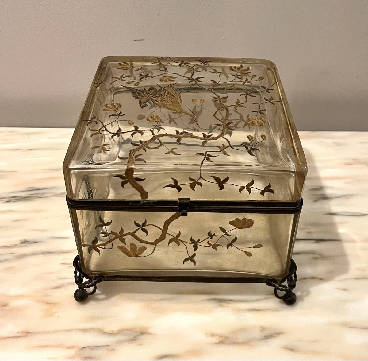 Important coffret en cristal de bohème gravé-photo-2