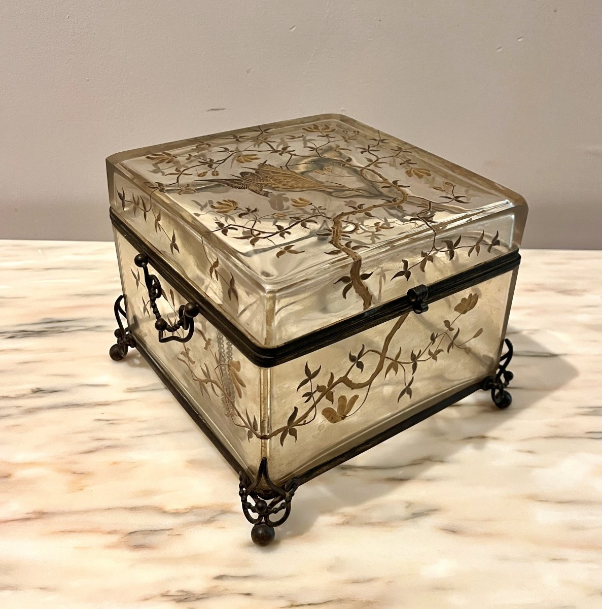 Important coffret en cristal de bohème gravé-photo-3