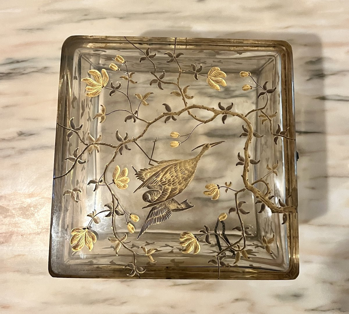 Important coffret en cristal de bohème gravé-photo-4