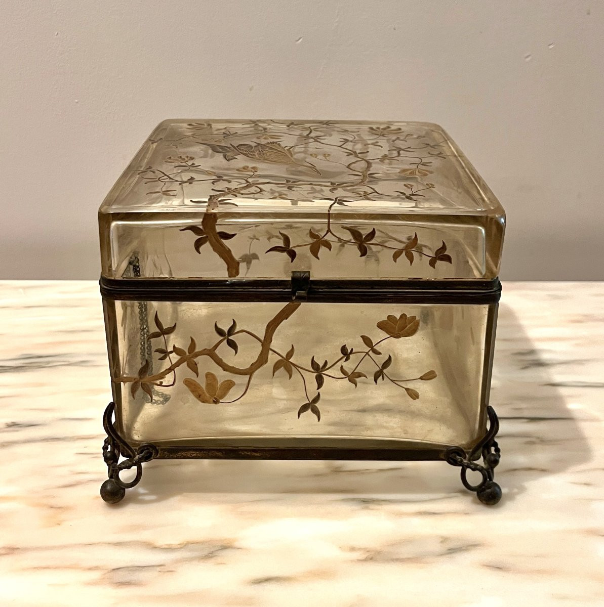 Important coffret en cristal de bohème gravé-photo-1