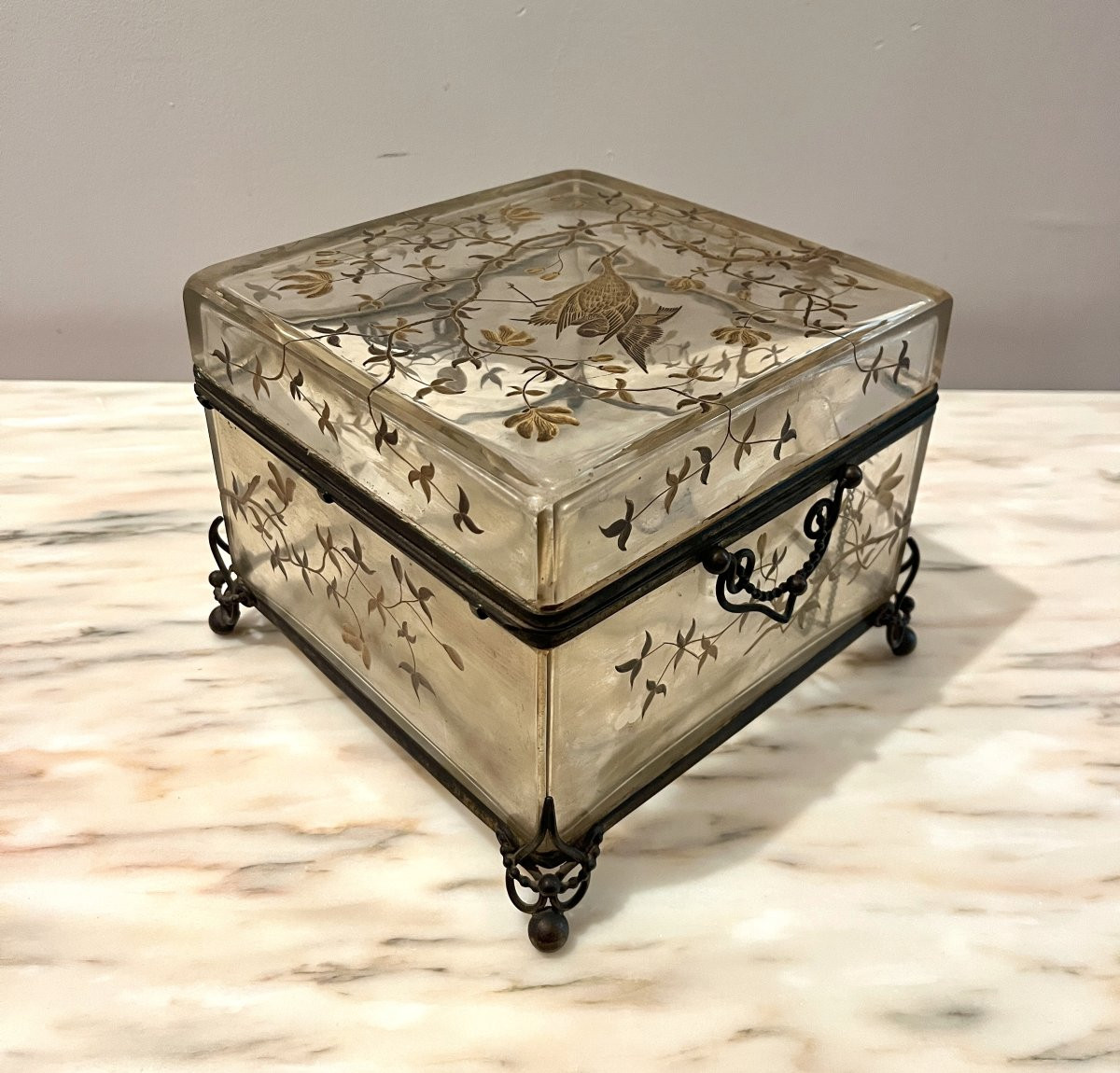 Important coffret en cristal de bohème gravé-photo-4