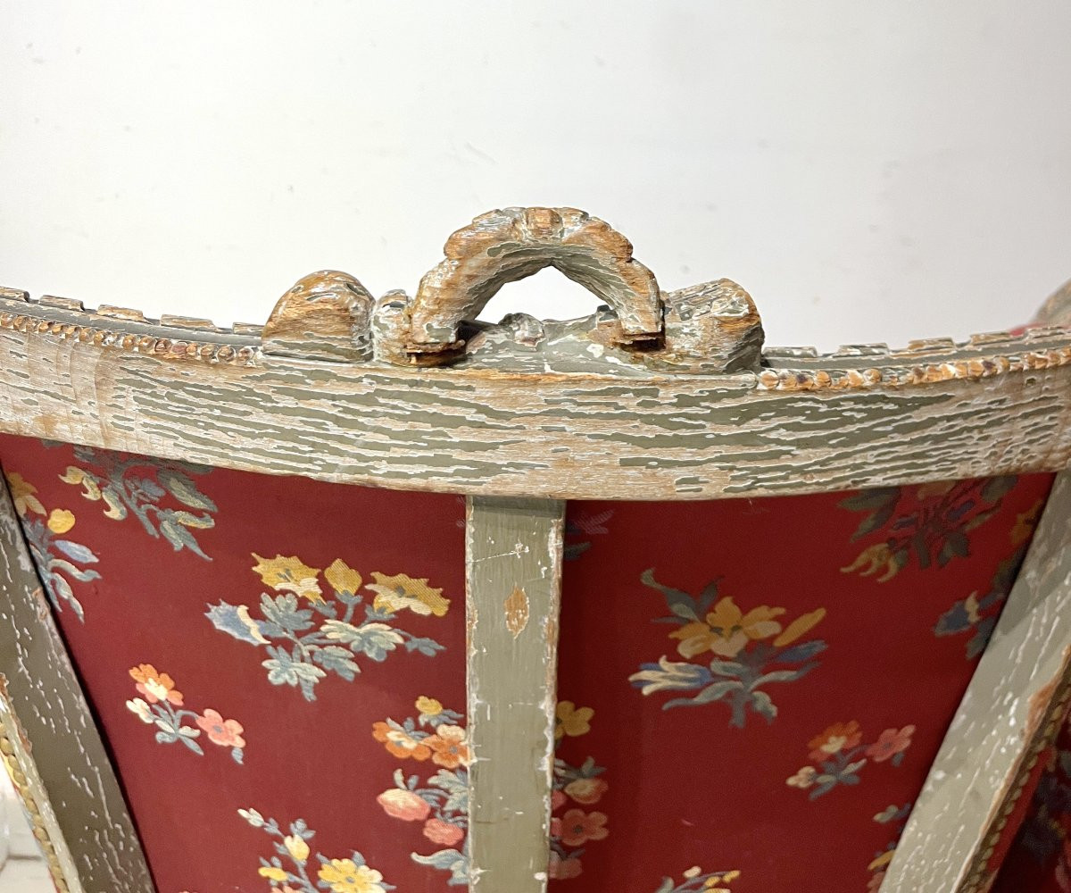 Paire de bergères rechampi Louis XVI-photo-5