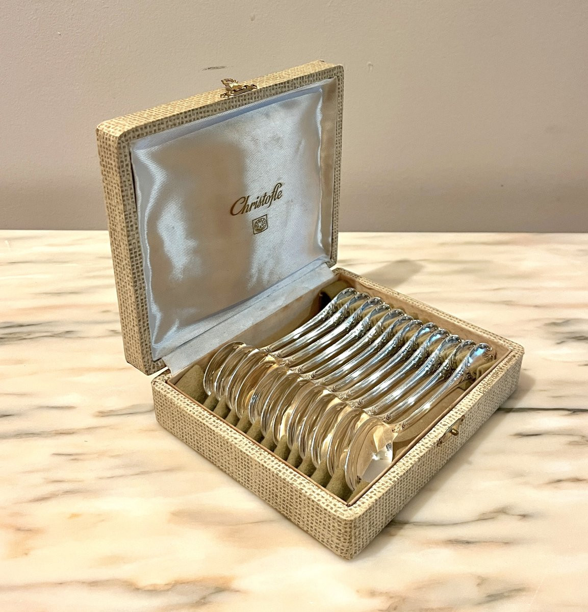 Christofle 12 Marly Pattern Dessert Spoons-photo-2